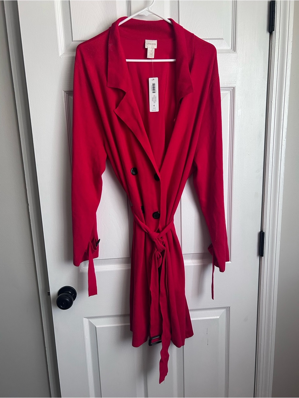 NWT Chicos Red Woven Back Savanah Cardigan Sweater Size XXL (Chicos Size 4)